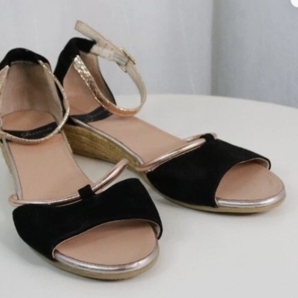 Black and Gold Espadrille Wedges